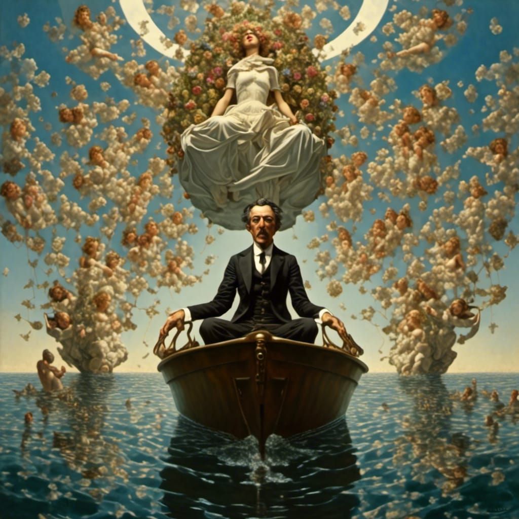 Surreal Missed Boat in Art Nouveau Style