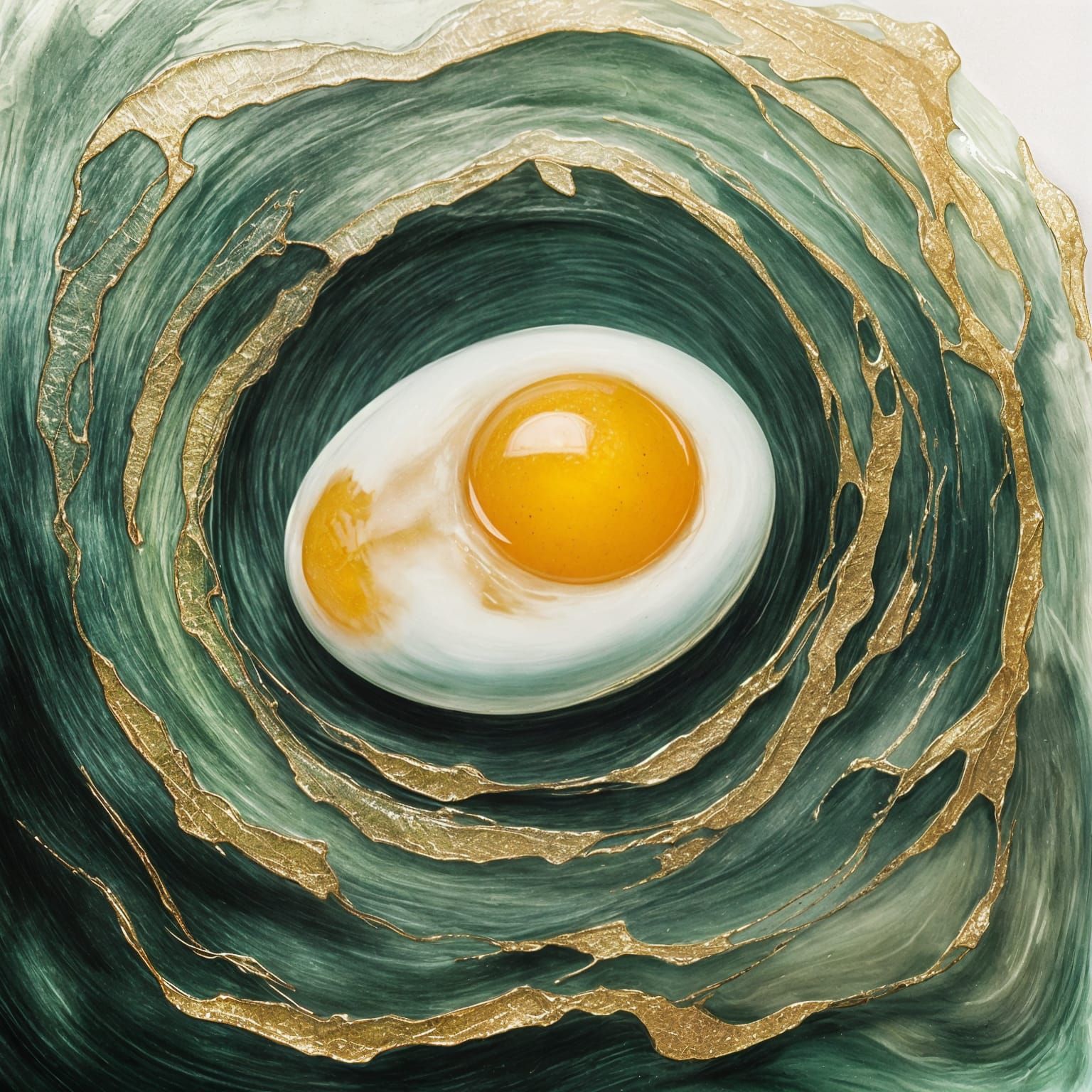 Egg-like Planet Woven from Emerald Hues