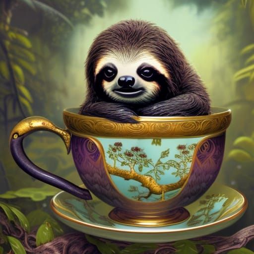 Sloth in Teacup: Comic Book Art