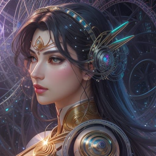 Sailor Moon in Biomechanical Art Nouveau Style