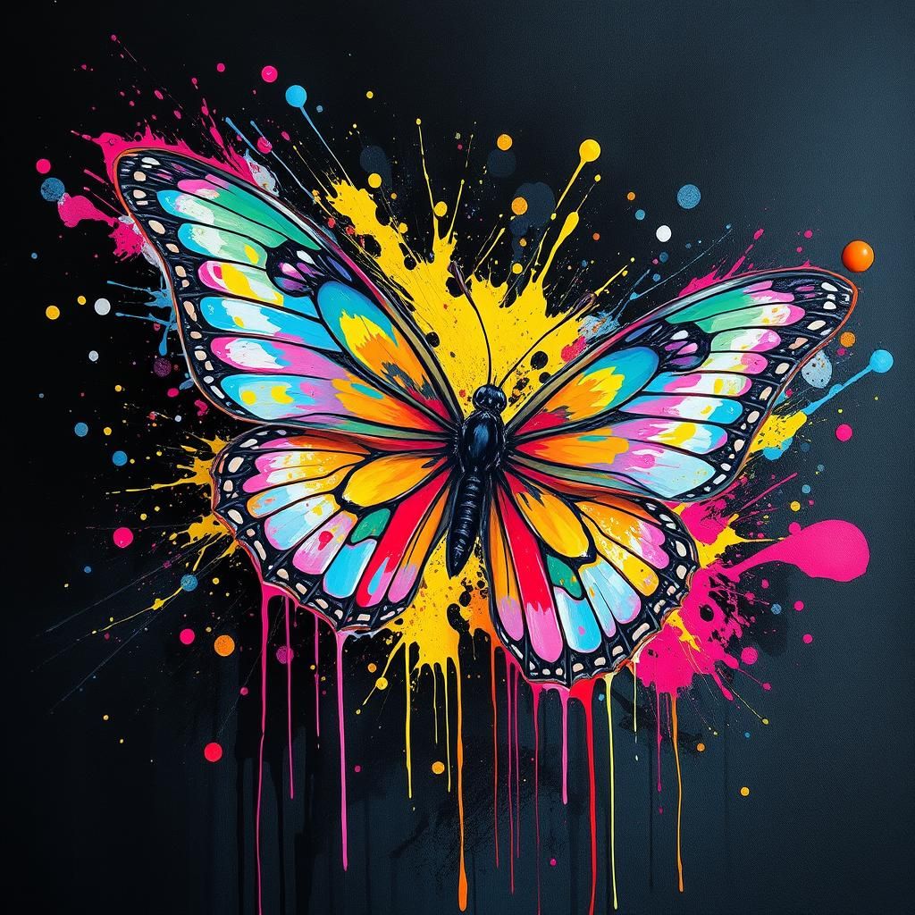 Colorful Fantasy Butterfly Graffiti Art