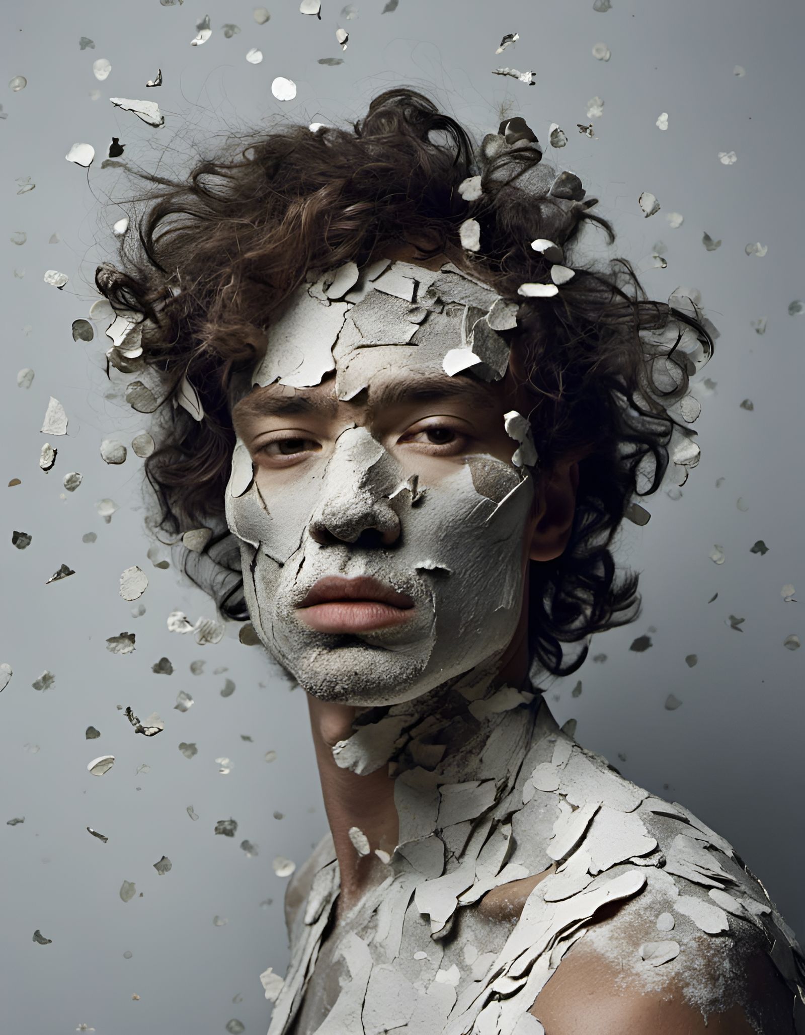 Ash-Carved Blatino Male Portrait in Photographic Style