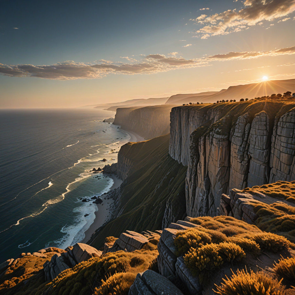 Majestic Cliffside Scene in Hyper-Realistic Cinematic Style