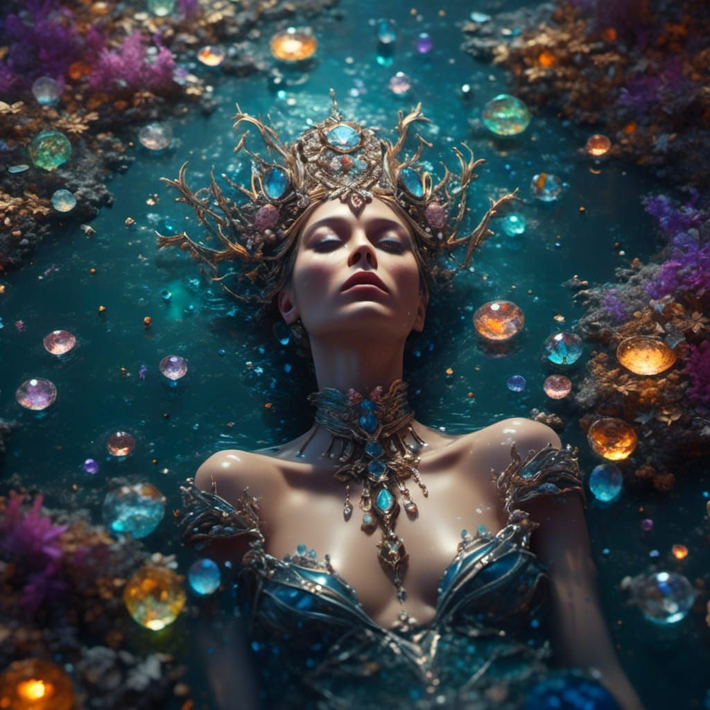 Crystals on Water: Detailed Fantasy Concept Art