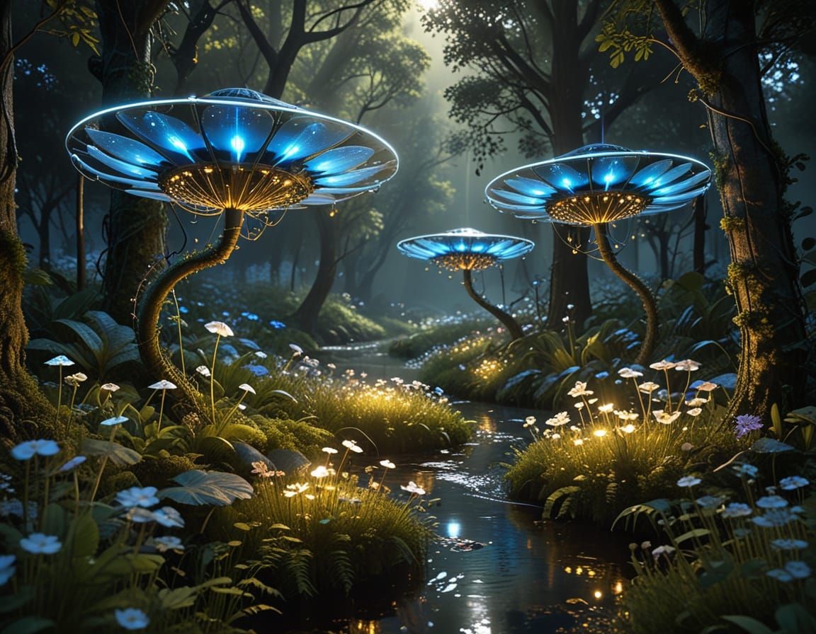 Surreal Village of Ancient Trees and Futuristic Homes