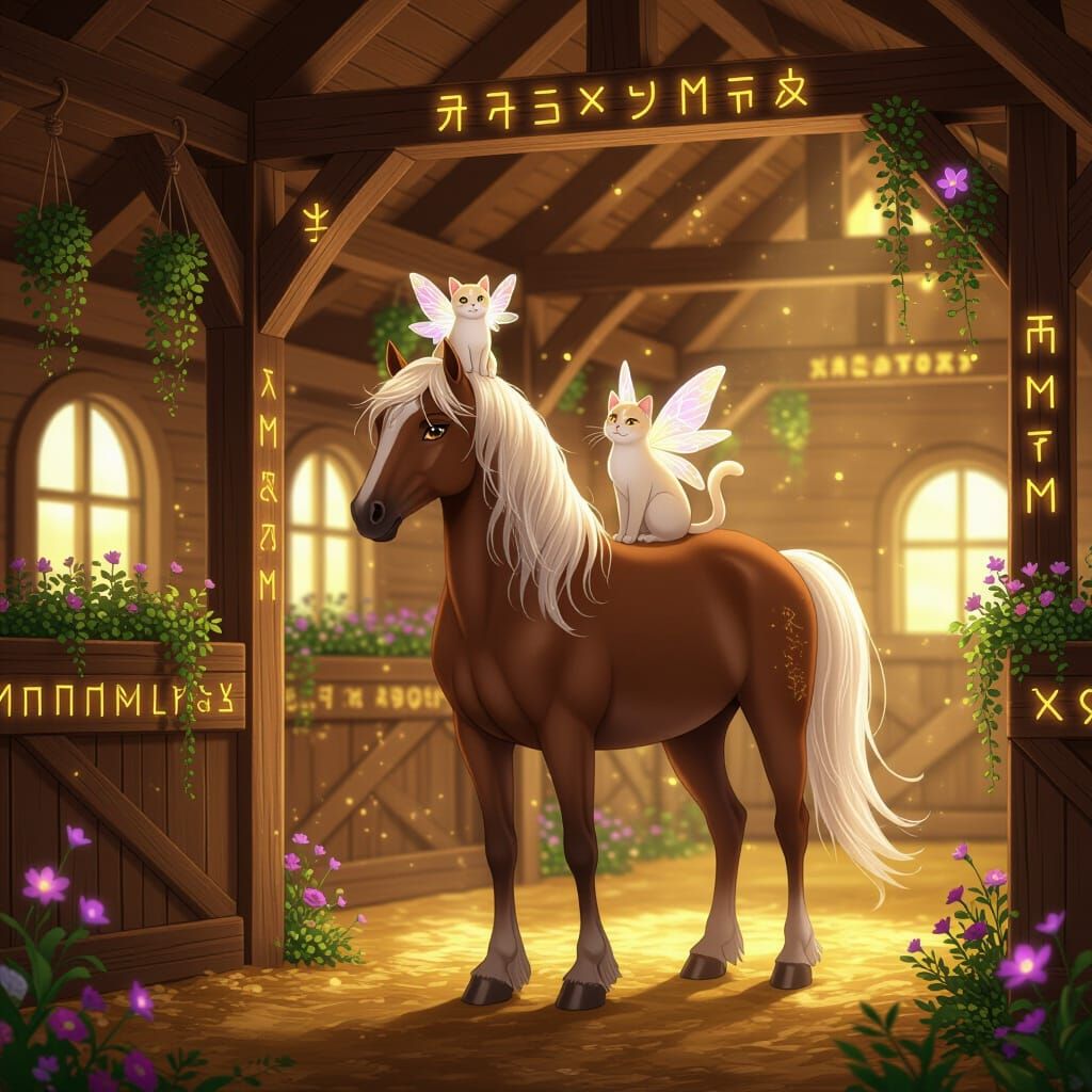 Enchanted Stable: Anime Fantasy with Majestic Horse