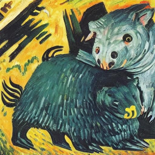 Abstract Wombat Dissolving into Words, Cubist Style