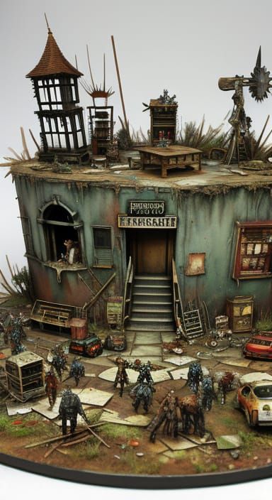 Chaotic Miniature Diorama Scene