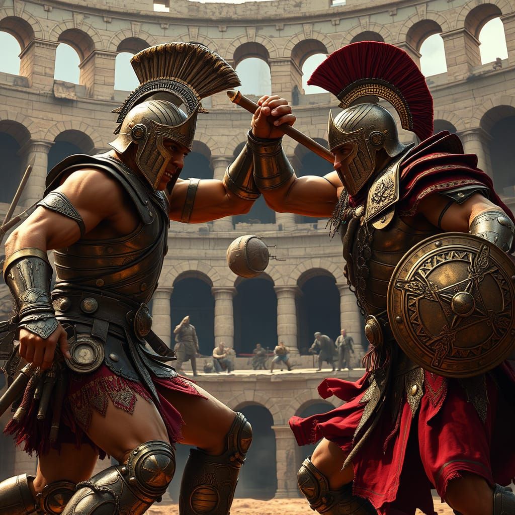 Gladiators Clash in Ancient Colosseum: Hyper-Realistic Battl...