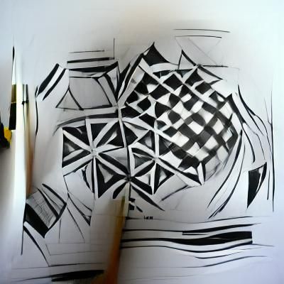 Monochrome Geometric Pattern Expanding from Center in Ink