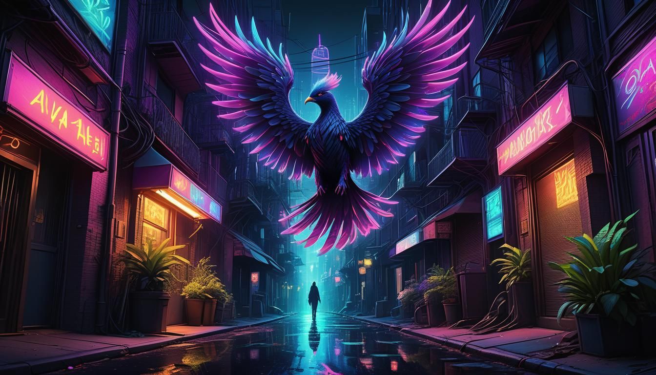 Cyberpunk Chase Through Neon City Streets