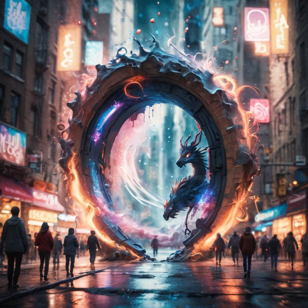 Fae Realm Portal Opens in Graffiti Art Cityscape