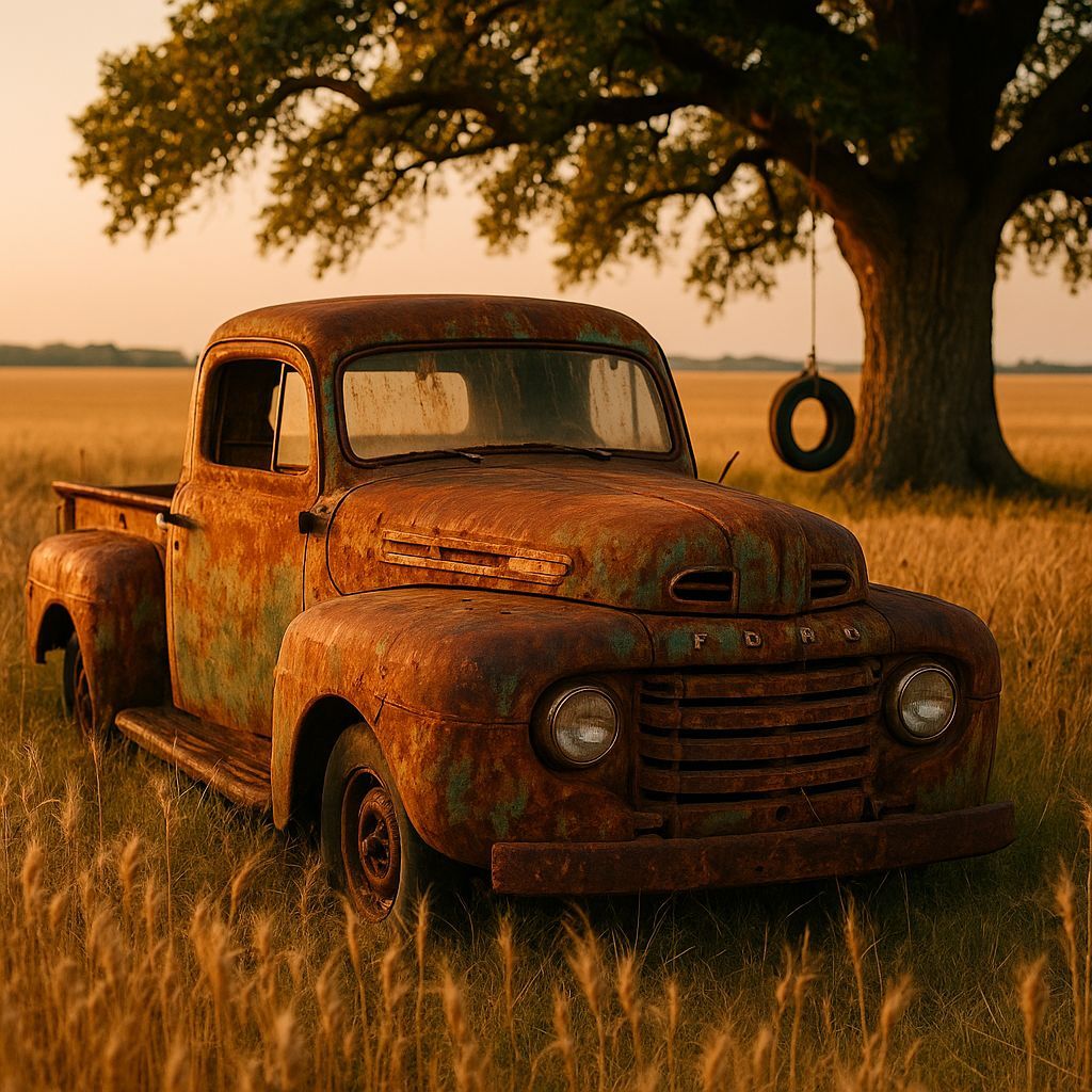 Abandoned 1949 Ford Pickup Truck on Farm
