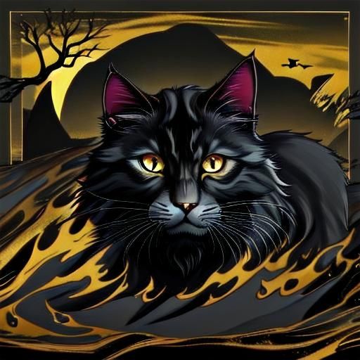 Fierce Black Sabertooth Guardian of Midnight Mountain