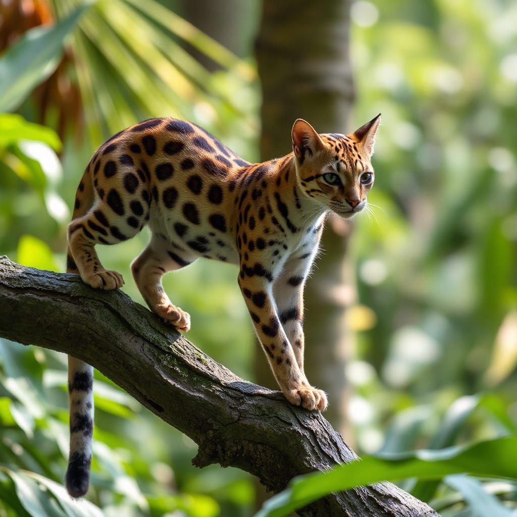 Majestic Ocelot Cat in Jungle Habitat