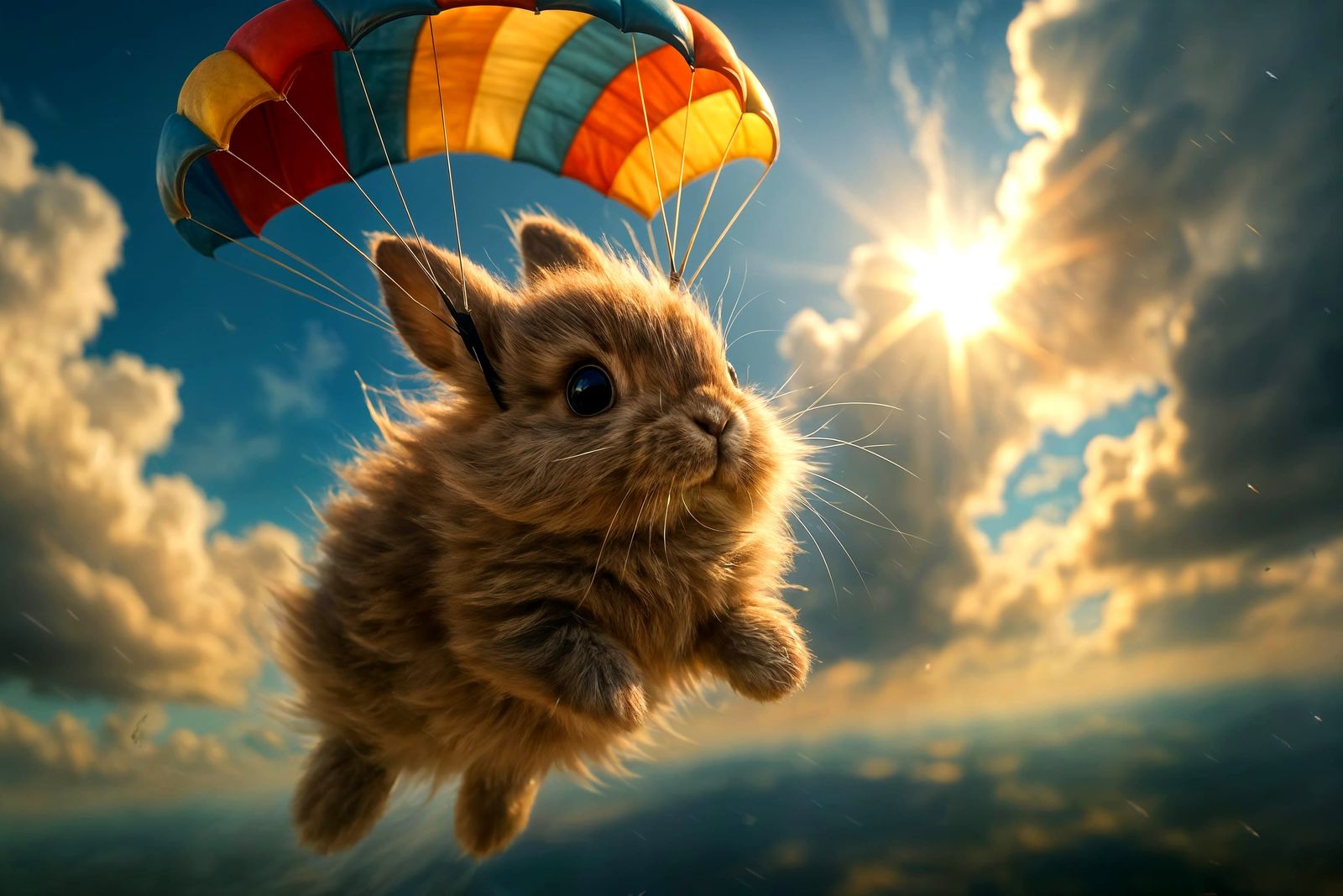 Fluffy Bunny's Dramatic Parachute Jump