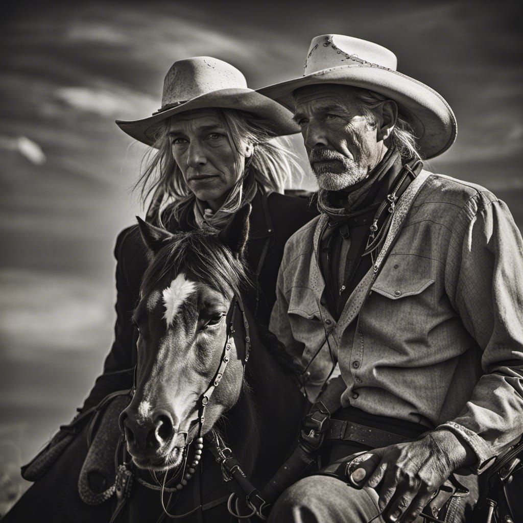 Cowboy and Cowgirl Portrait in Texas Desert