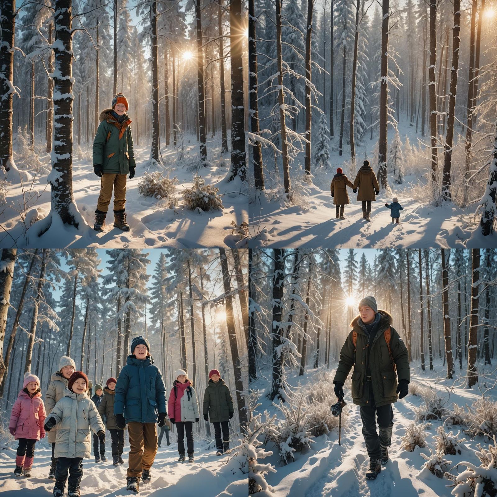 Winter Forest New Year Celebration in Digital Painting Style