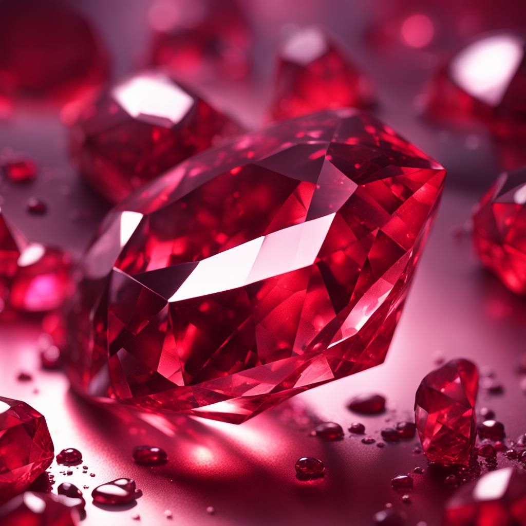 Hyperrealistic Ruby Crystal Splash Art
