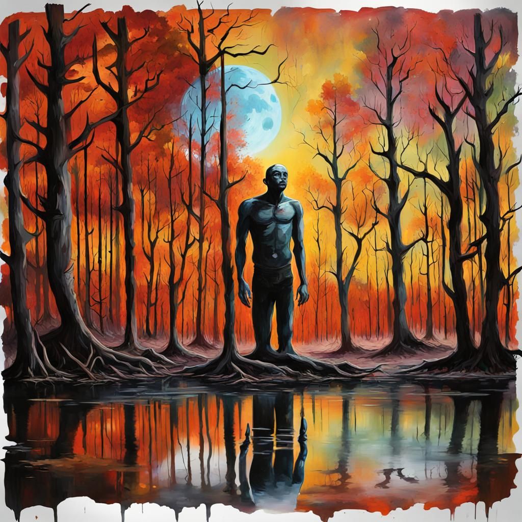 Autumn Forest Giant in Graffiti Art Style