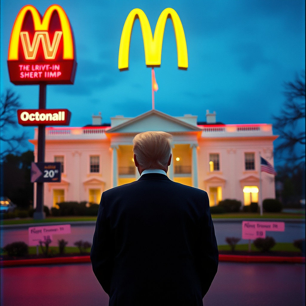 White House as Retro McDonald's in Cinematic Style
