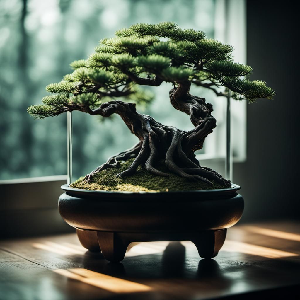 Bonsai in Glass: Softly Lit Photographic Portrait