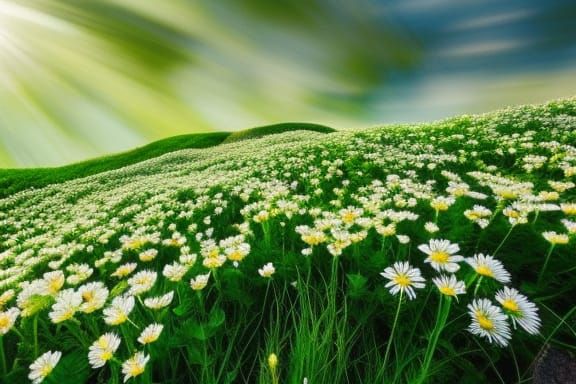 Watercolor Portrait with Blue and Green Flowers