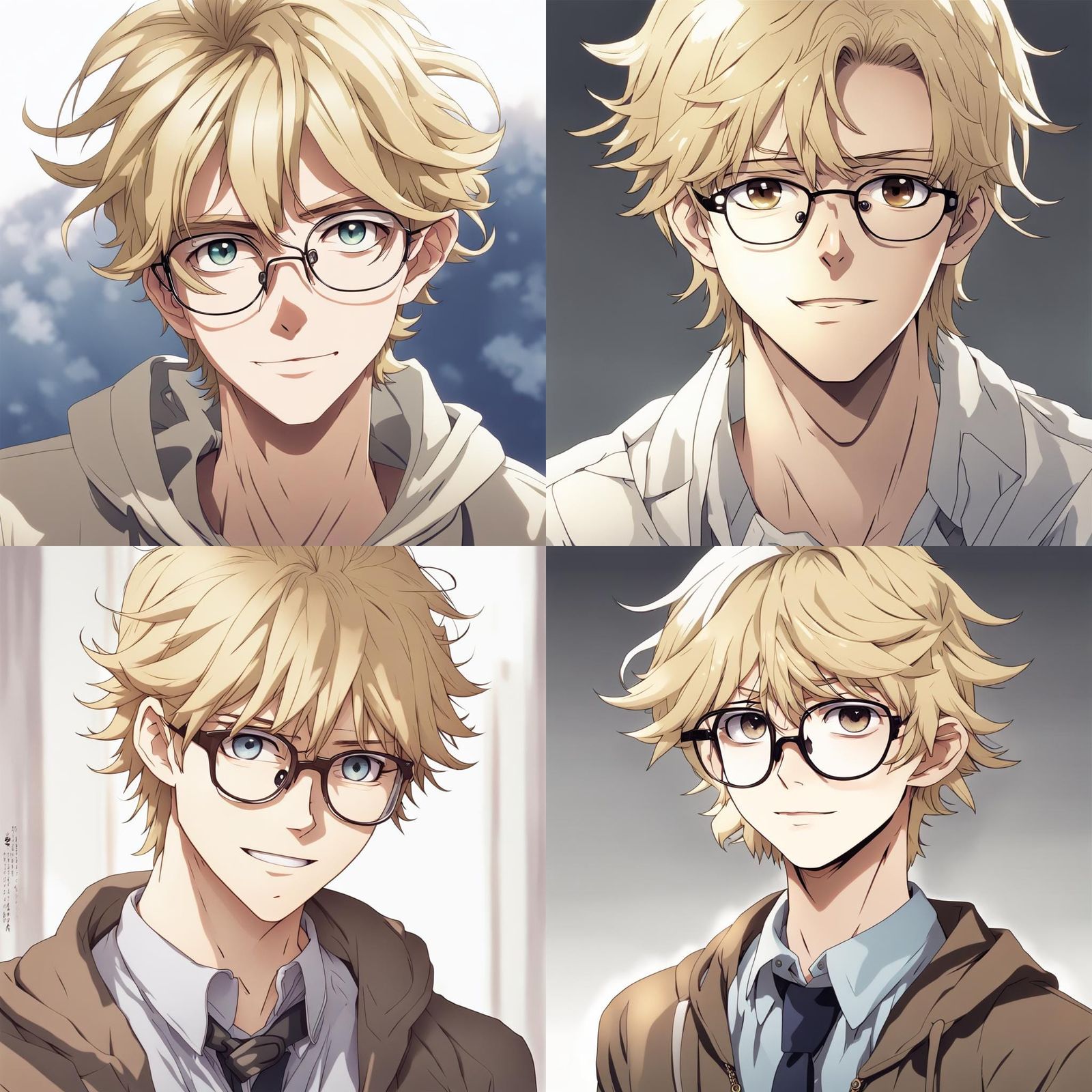 Anime Boy with Blond Hair and Glasses