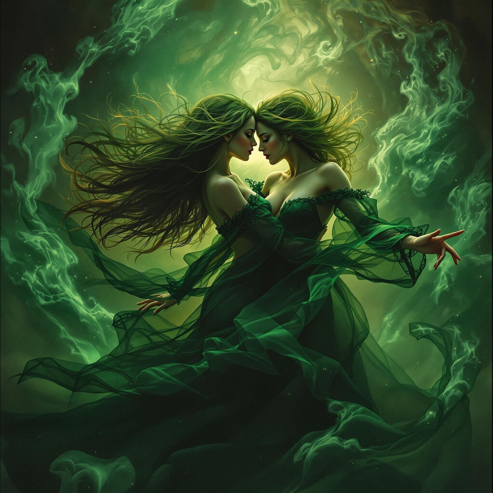 Sensual Witch Dances in Emerald Mists