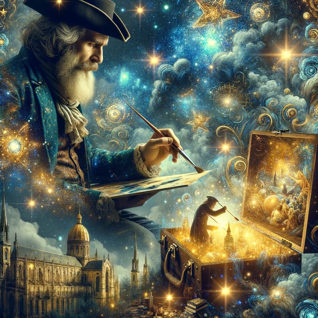 Pirate's Starlit Treasure: Hypermaximalist Double Exposure