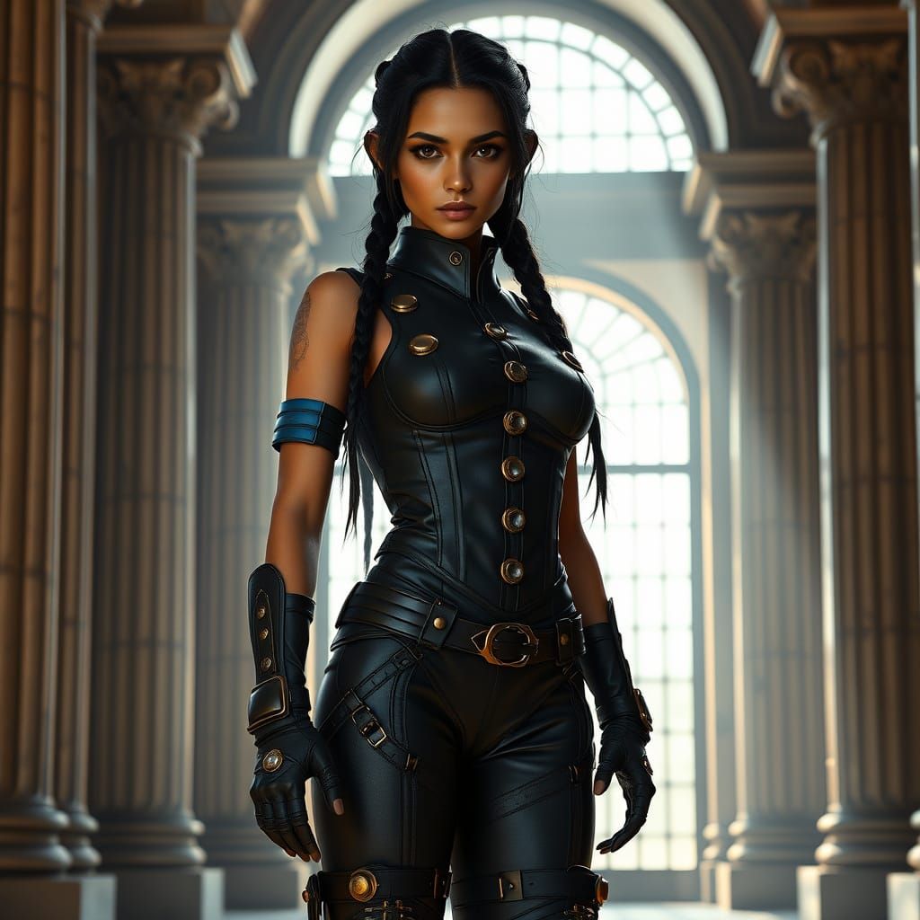 Steampunk Adventuress: Indian Woman in Futuristic Gear