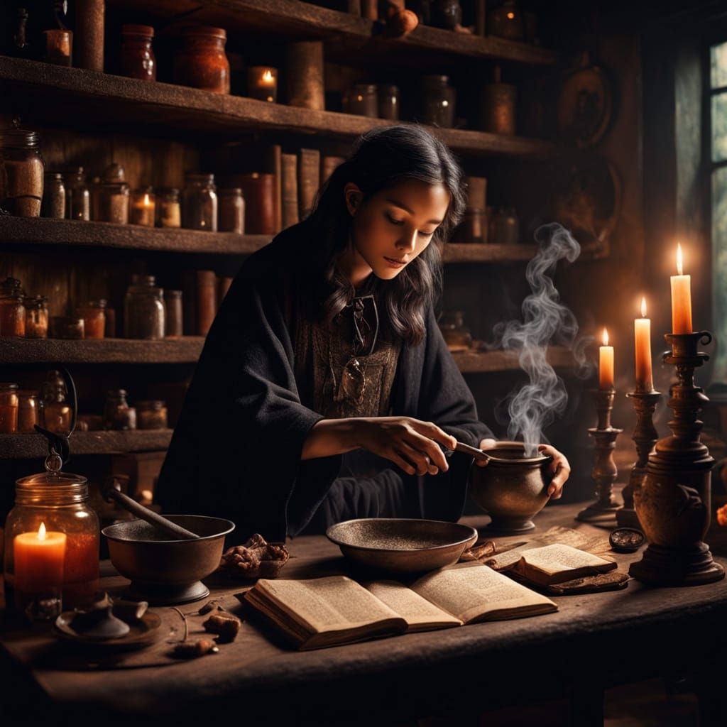 Enchanted Apothecary in Warm Candlelight