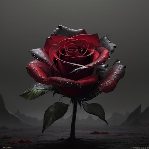 Red Rose Blooms in Desolate Wasteland Concept Art