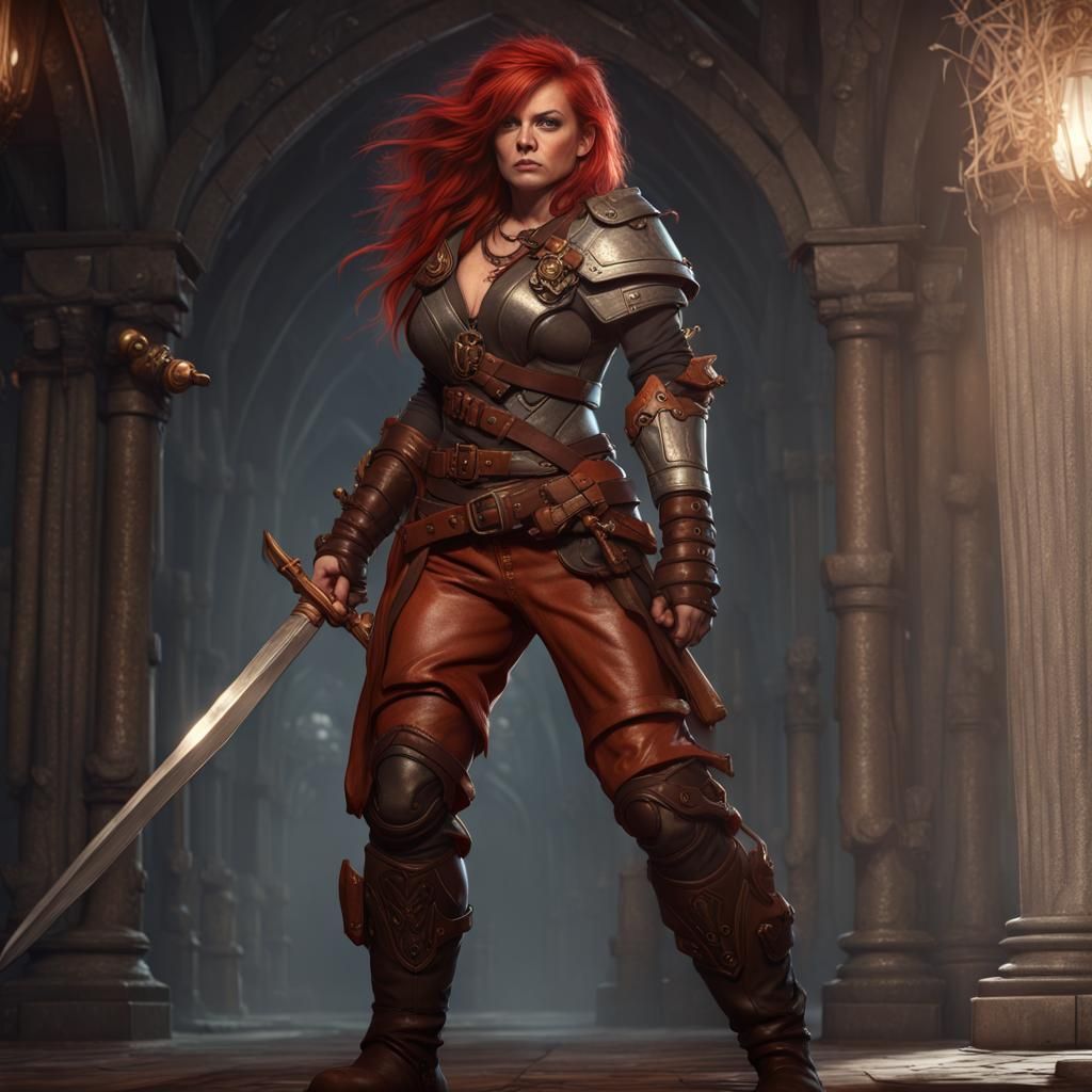 Dwarf Female Warrior in Dark Fantasy Style