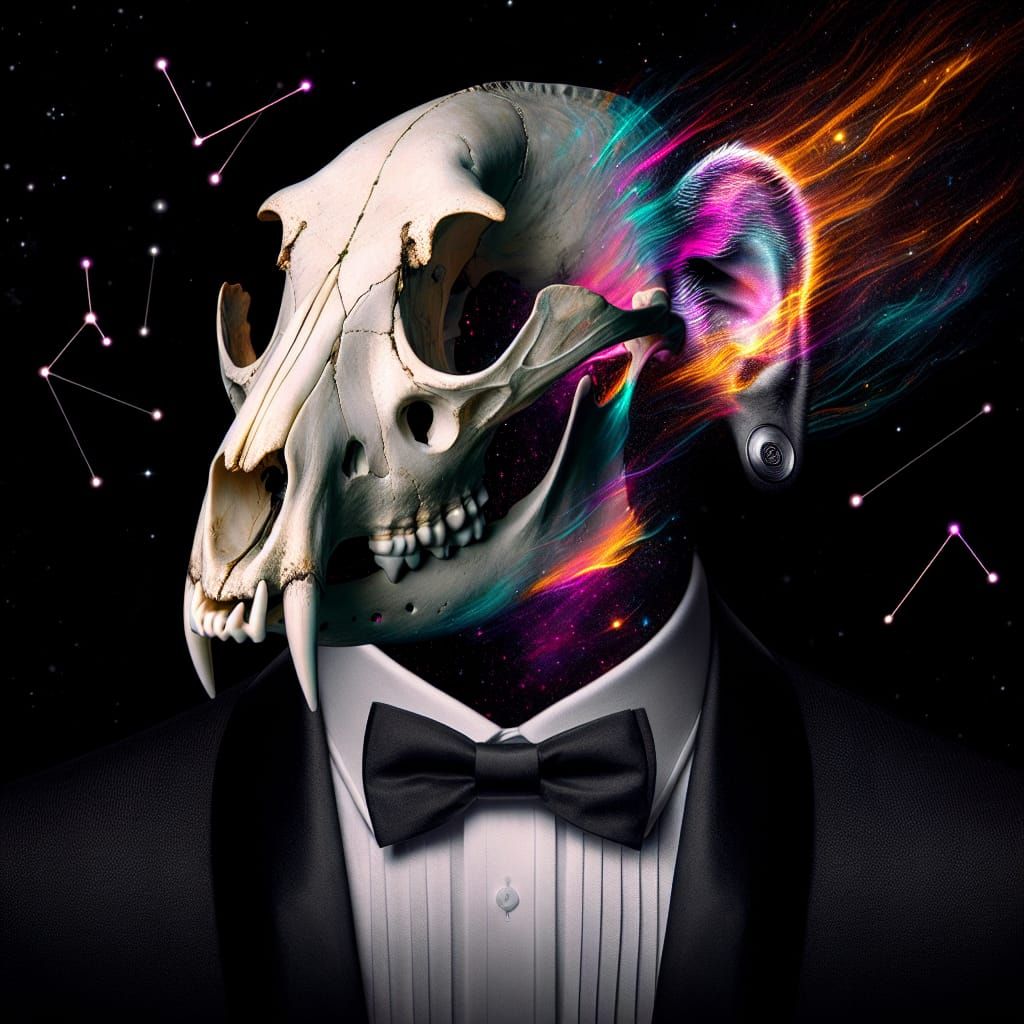 Eerie Spectral Being with Animal Skull Face