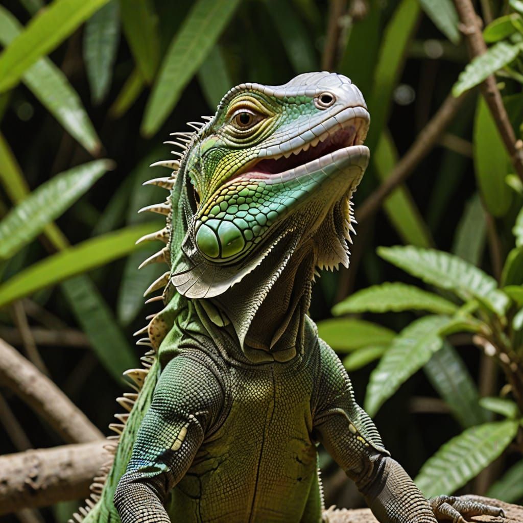 Overjoyed Iguana Sings a Happy Tune