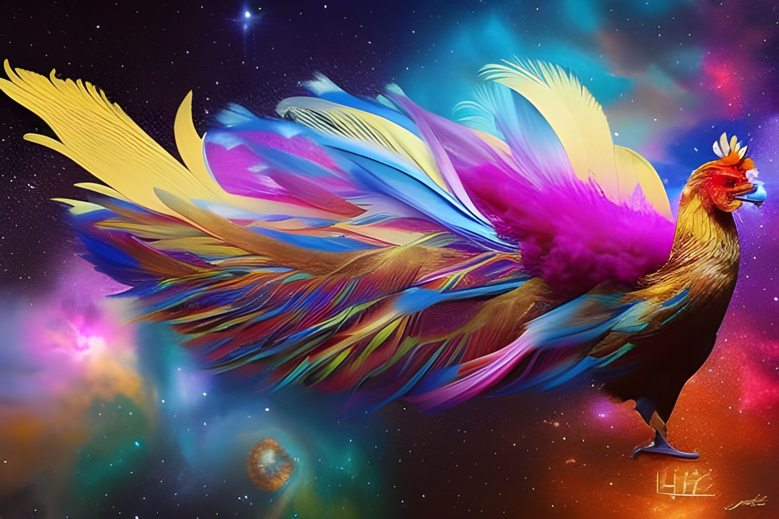 Holographic Galaxy Chicken in Cosmic Mixed Media