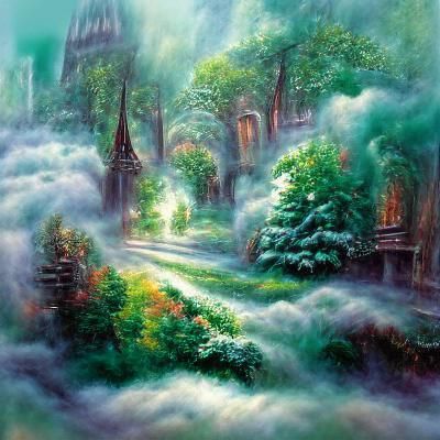 Ethereal Green Forest in Hyperdetailed Fantasy Style