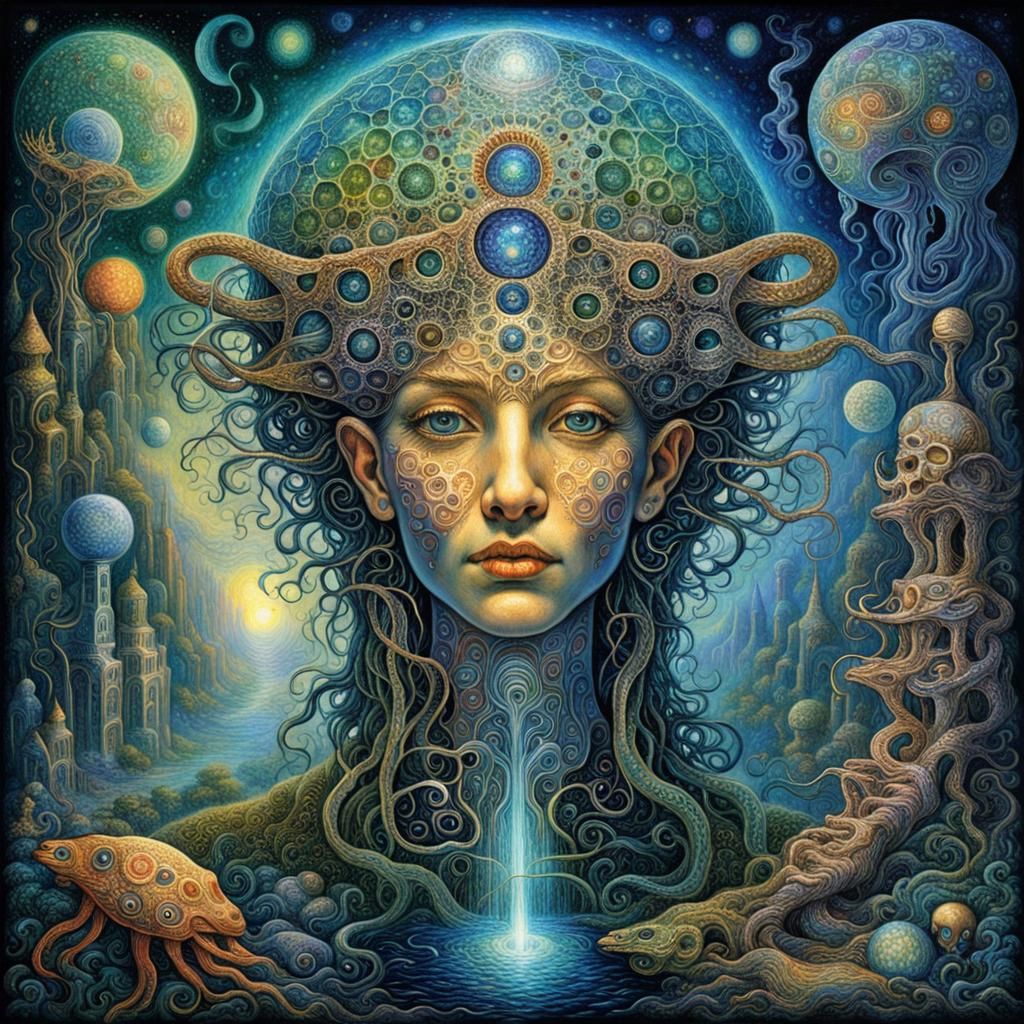 Eldritch Biometric Engineer in Visionary Art Style