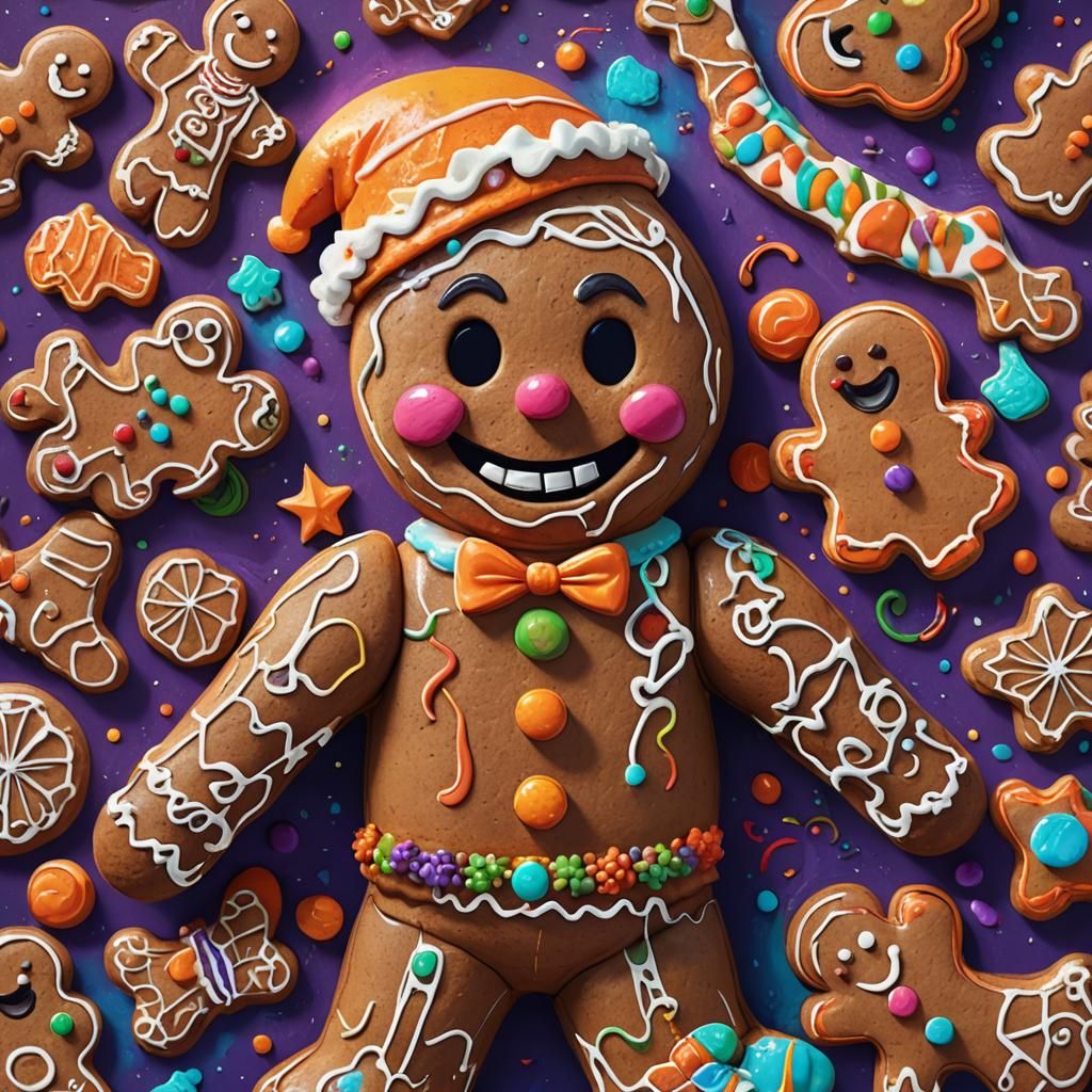 Halloween Gingerbread Man Portrait in 3D Digital Art