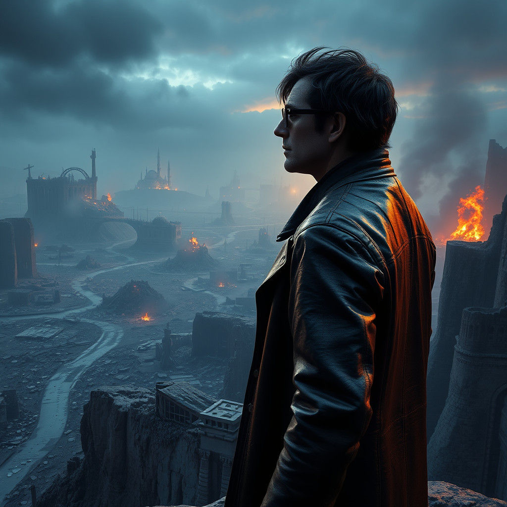 War-Torn Landscape in Dreamlike Fantasy Art Style