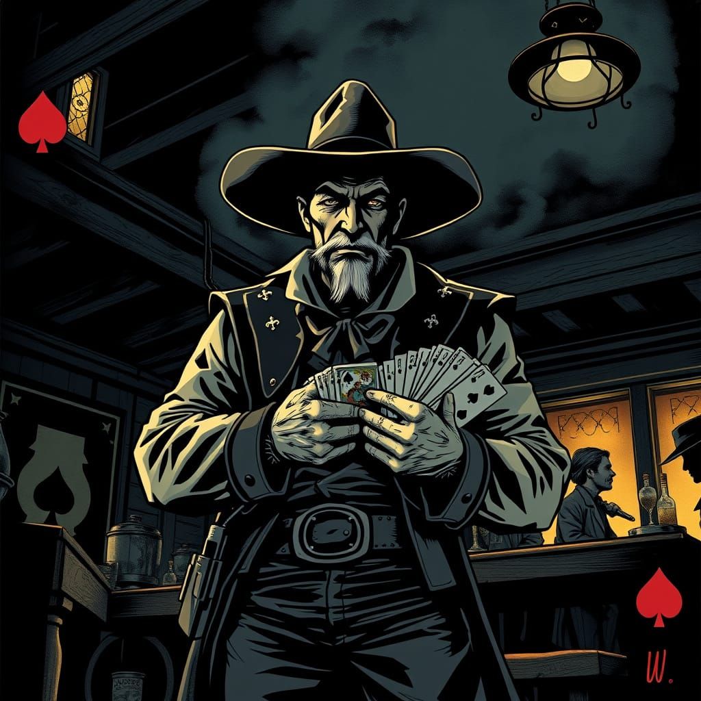 Jack of Spades as Western Gambler in Graphic Novel Style