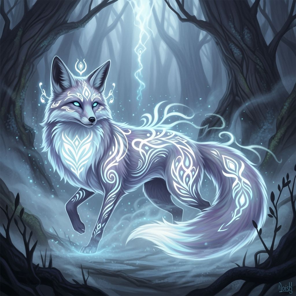 Magical Ghost Fox with Iridescent Fur