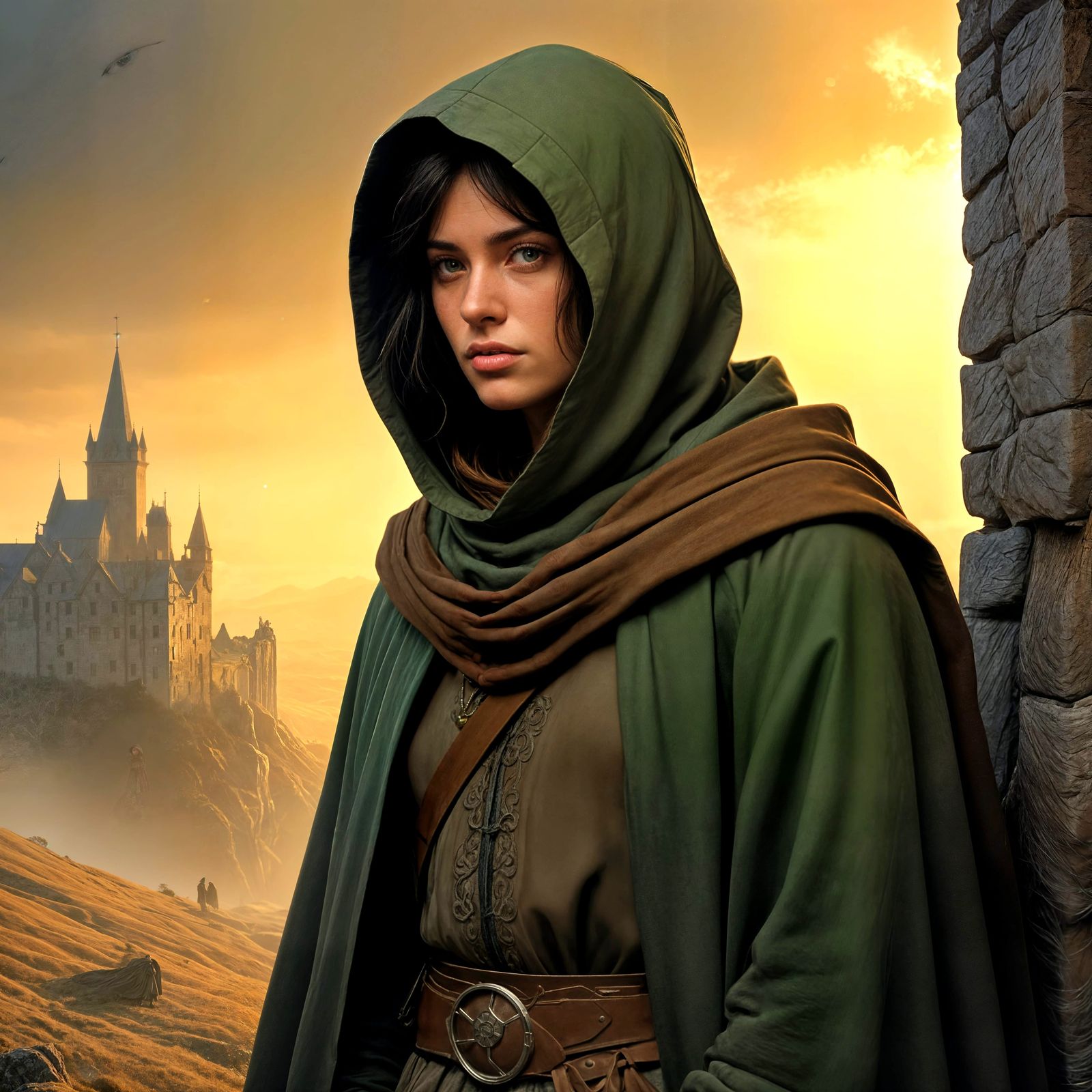 Medieval Watchman in Dark Robes