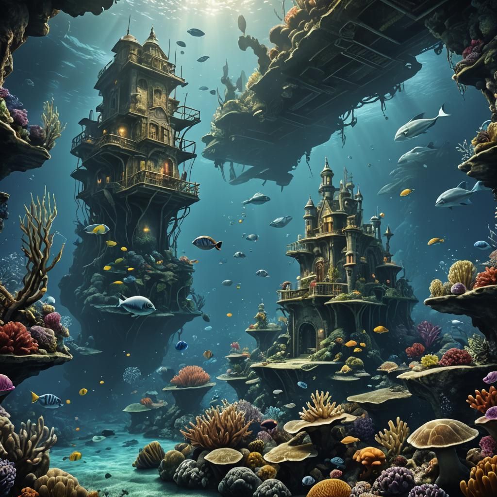 Detailed Matte Painting of Underwater Life