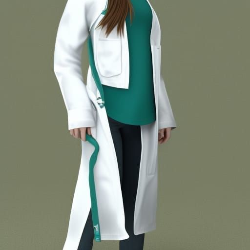 Woman in Lab Coat with 3D Game Cinematic Feel