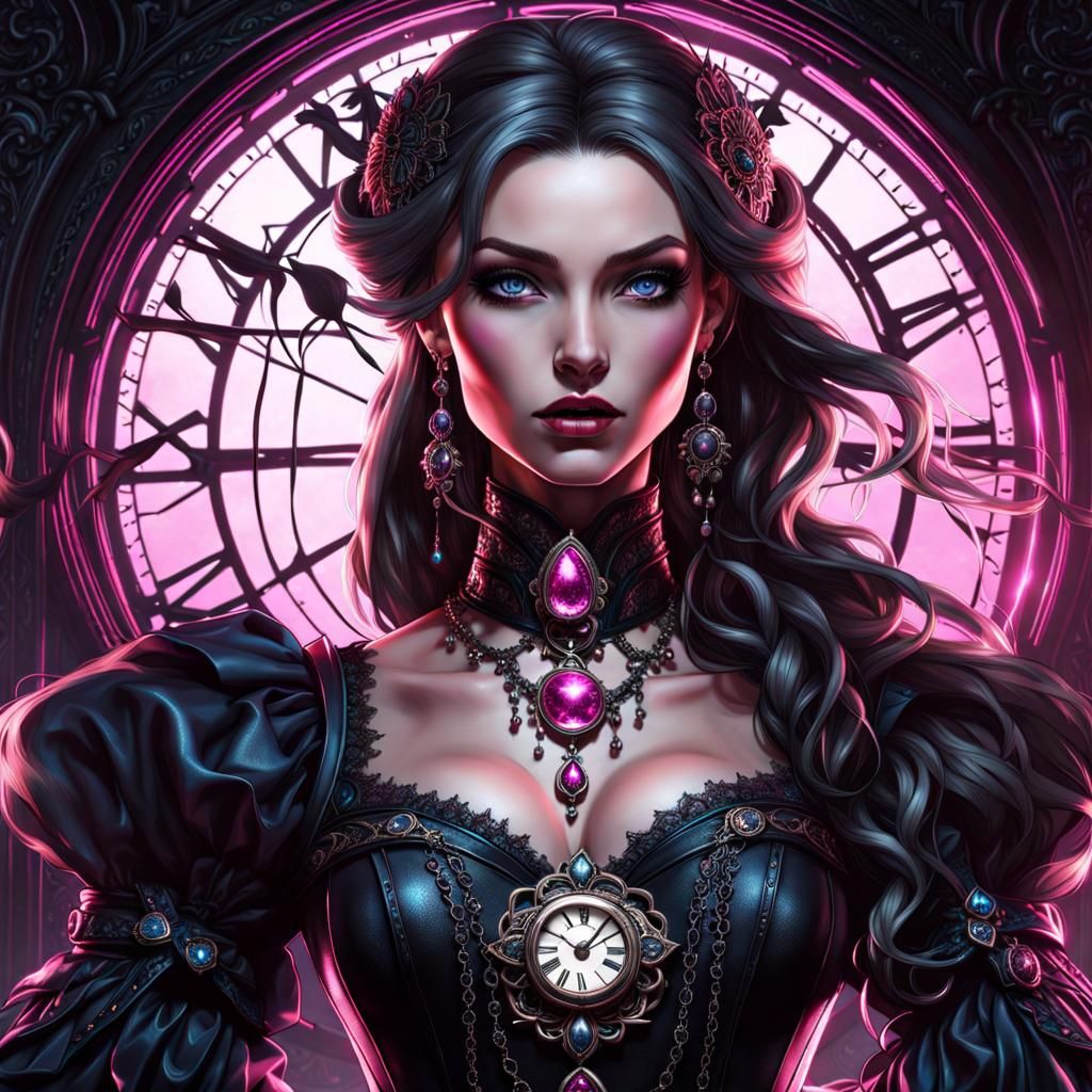 Gothic Victorian Mistress in Splash Art Style
