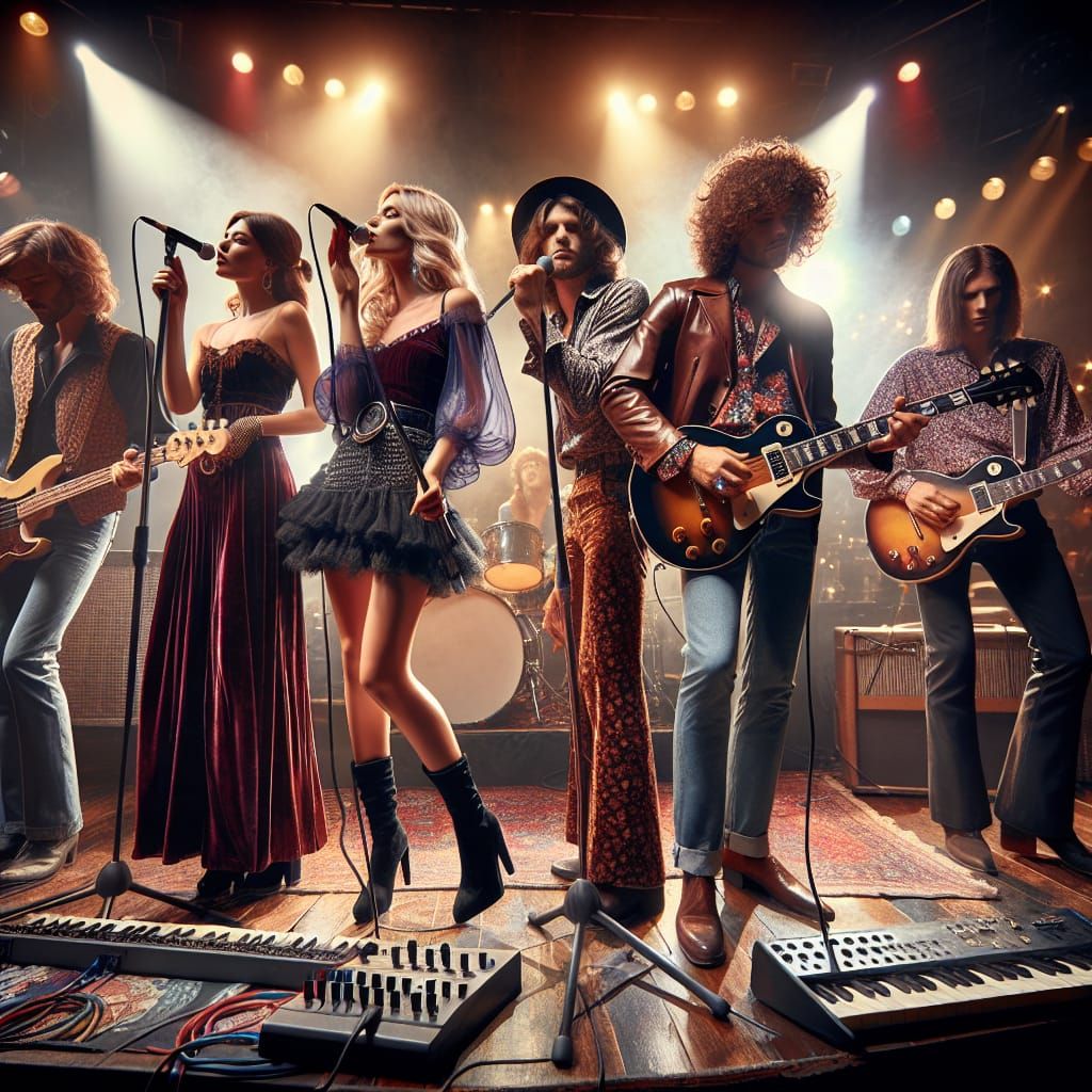 Vintage Rock Band Live Concert Performance