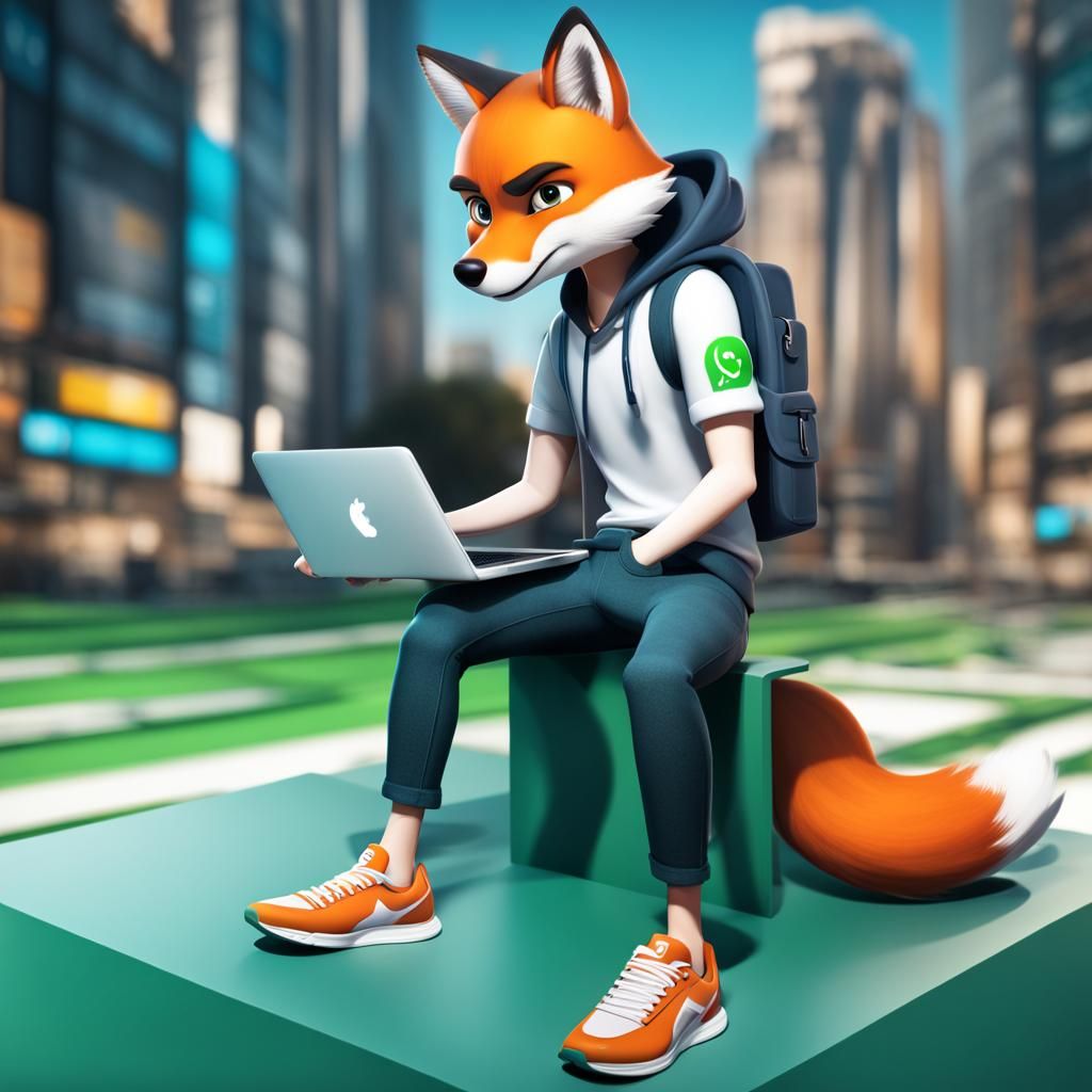 Boy on WhatsApp Logo: 3D Animated Illustration