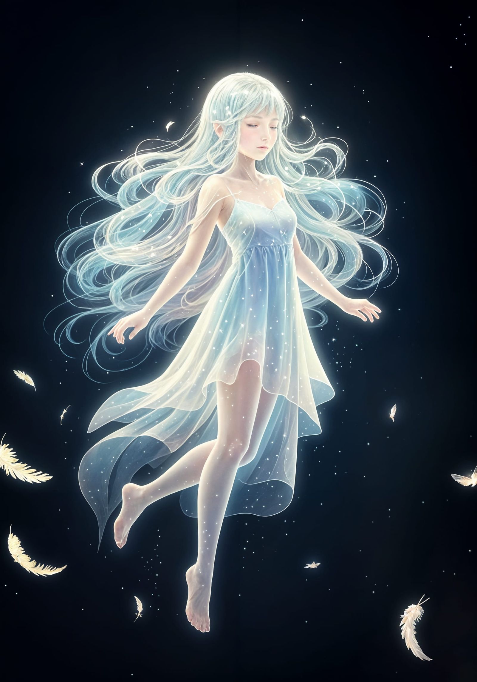 Ethereal Spirit Girl Made of Light